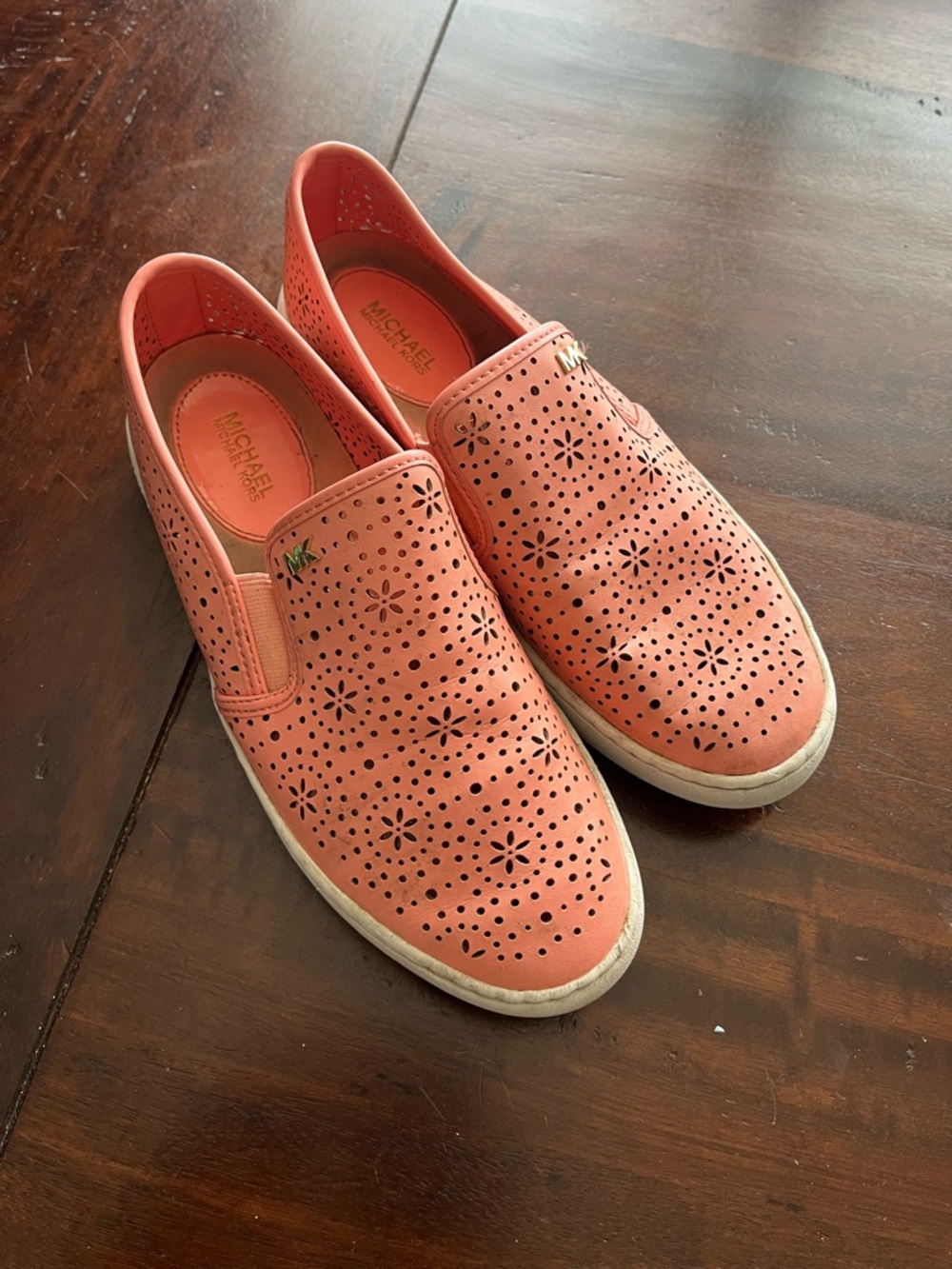Michael Kors Coral Perforated Slip-On Mules